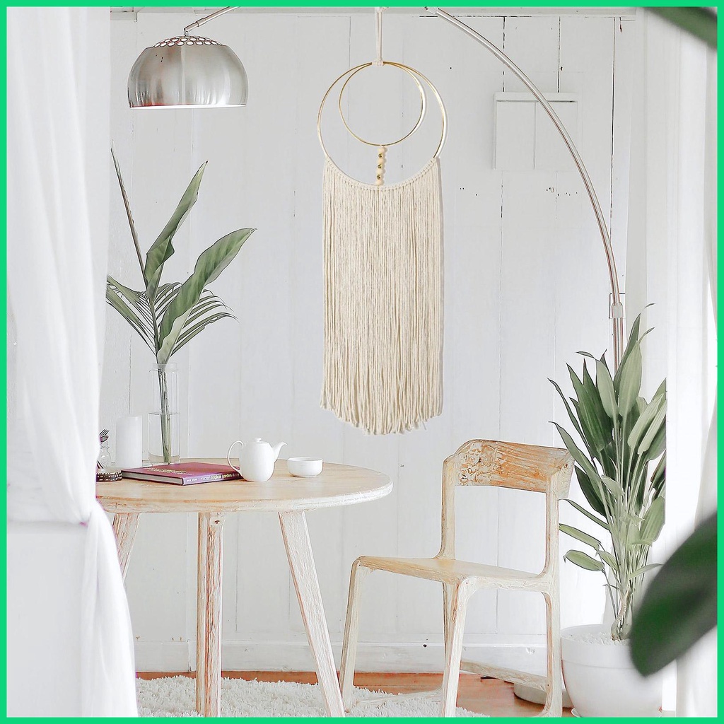 Dreamcatcher Dệt Tay Phối Tua Rua Phong Cách Boho Bắc Âu Trang Trí Nhà Cửa