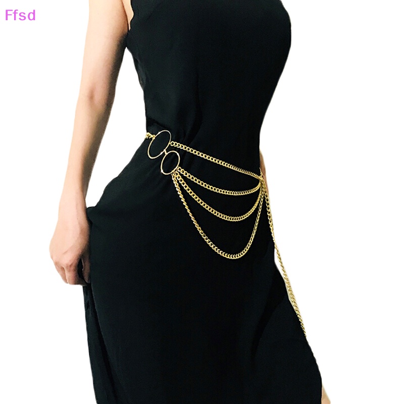 {Ffsd} Thắt Lưng Dây Xích Kim Loại Retro Mặt Đồng Xu Ch Eo Cao * Bán Chạy Cho Nữ