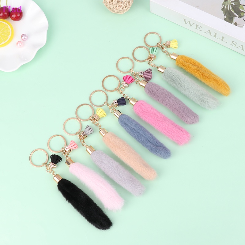 {Ffsd} Móc Khóa Đính Bóng Lông Mềm Mại Phối Tua Rua Thời Trang Dành Cho Bạn Gái * Hàng Bán Chạy
