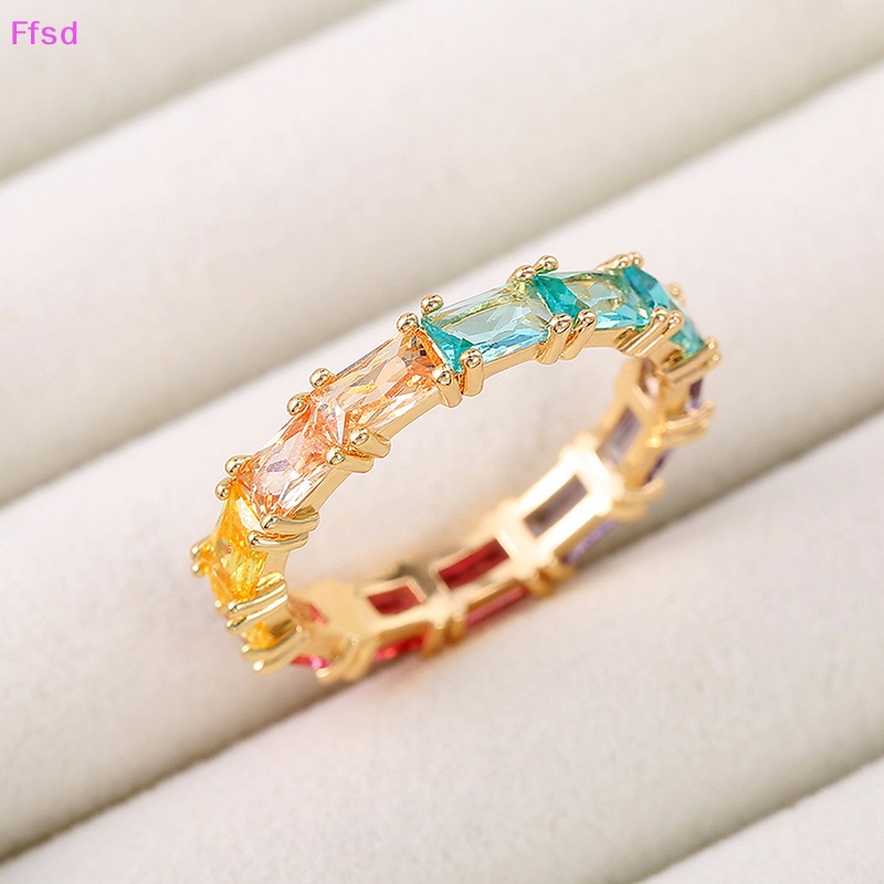 {Ffsd} Nhẫn Đính Đá Zircon Nhiều Màu Sắc Quà Tặng Kỷ Niệm Thời Trang Nữ