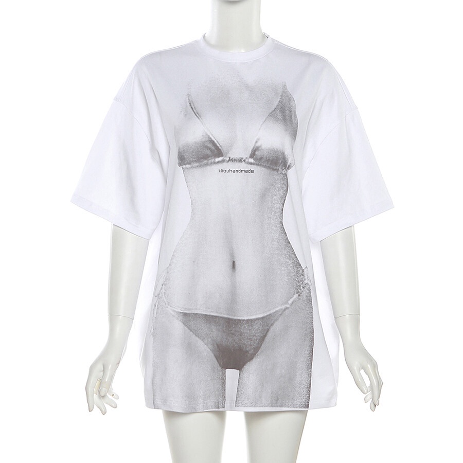 Áo Thun Tay Ngắn Dáng Rộng In Hình Bikini Thời Trang Mùa Hè Quyến Rũ Cho Nữ
