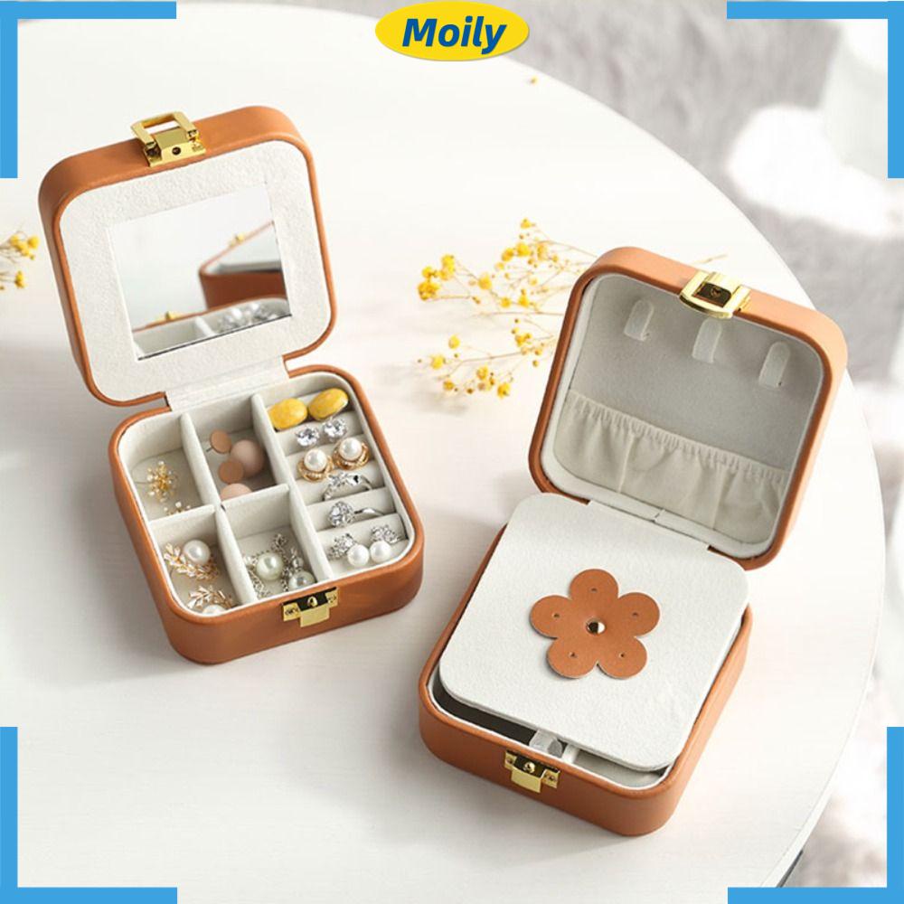 MOILYVN Hộp Đựng Trang Sức Bằng Da PU Ốp