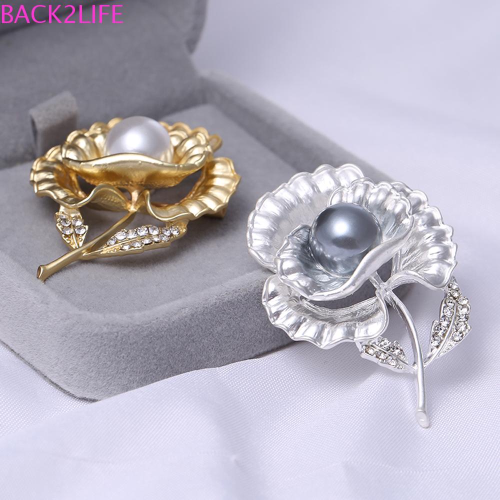 BACK2LIFE Ghim Cài Áo Kim Loại Hình Chiếc Lá / Nơ / Hoa Phong Cách Hàn Quốc