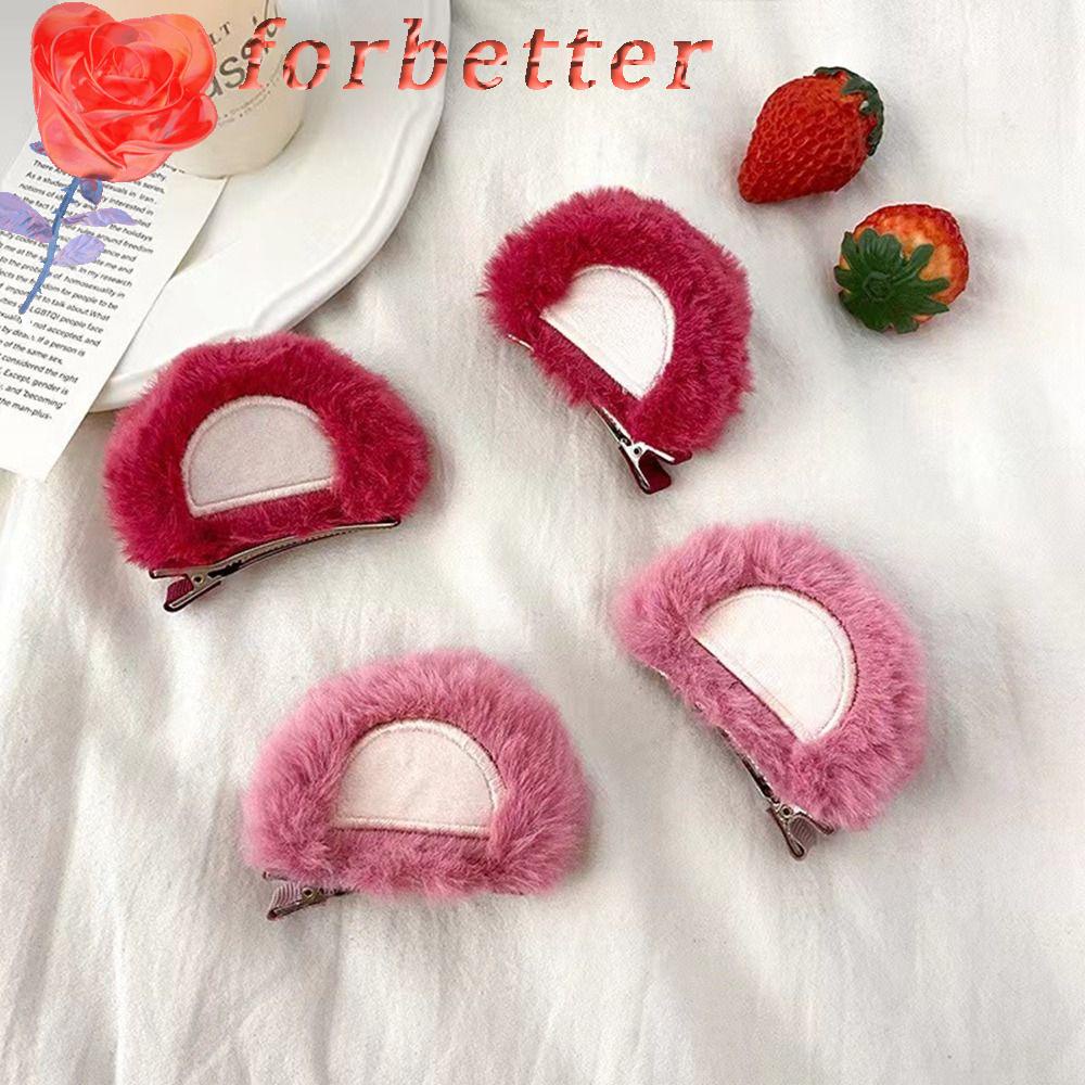 FORBETTER Băng đô cài tóc rửa mặt Phủ Lông Màu Hồng In Họa Tiết Hoạt Hình Dễ Thương Chống Trượt Tiện Dụng Cho Nữ