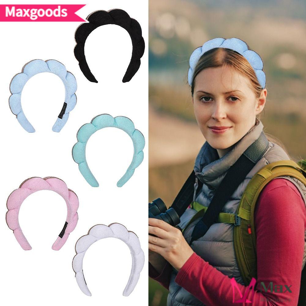 MAXG Băng Đô Cài Tóc Bằng Xốp Màu Sắc Trơn Dành Cho Spa