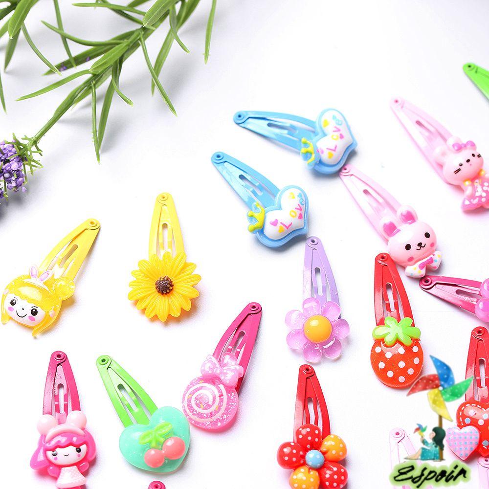 ESPO Set 10 / 20 Kẹp Tóc Nhiều Màu Họa Tiết Hoạt Hình Cho Bé Gái