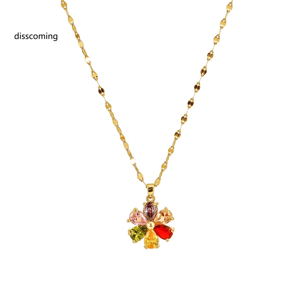 Đầm Nữ Kiểu Dáng Thời Trang Thanh Lịch| Mặt Vòng cổ Bằng Đồng Hình Bông Hoa Đính Đá zircon Nhiều Màu Sắc