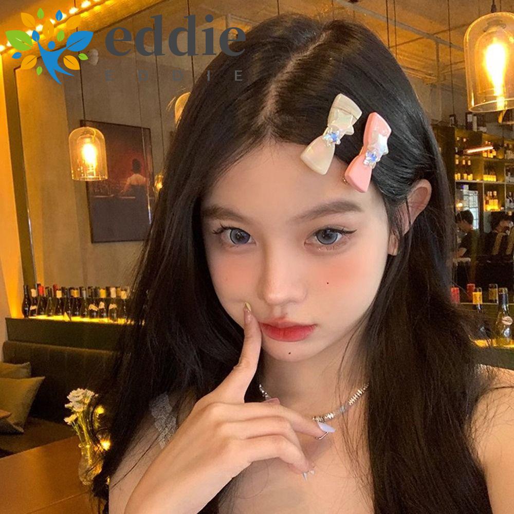 26EDIE Kẹp Tóc Mái Ngang Đính Đá Hình Nơ Xinh Xắn Cho Bé Gái