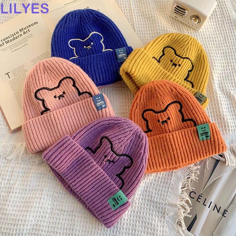 LILYES Mũ Len Beanie Họa Tiết Kẻ Sọc Đơn Giản Dễ Phối Đồ Thời Trang Thu Đông