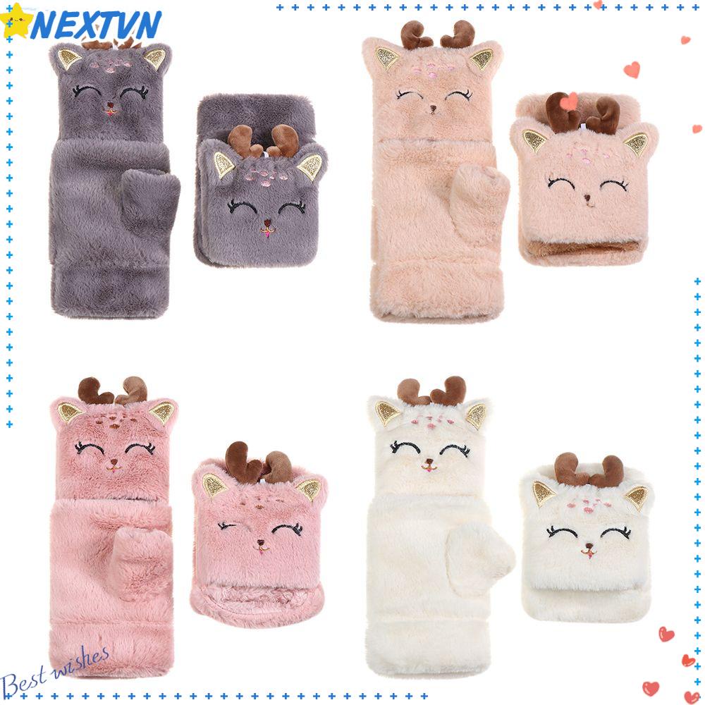 NEXTVN 1 Đôi Găng Tay Lông Hở Ngón Dễ Thương Cho Nữ (1 Cặp)