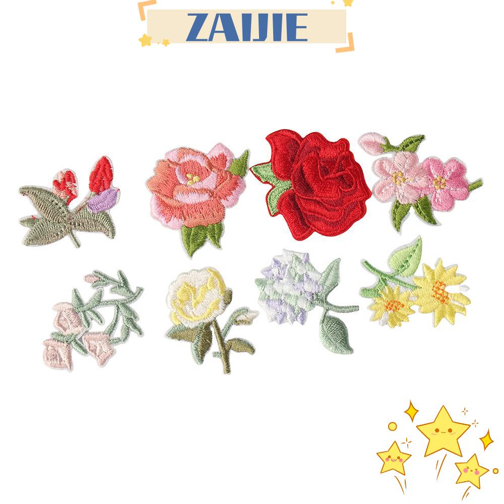 ZAIJIE24 Set 15 Miếng Vá Ủi Quần Áo Hình Hoa Mini 15 Họa Tiết