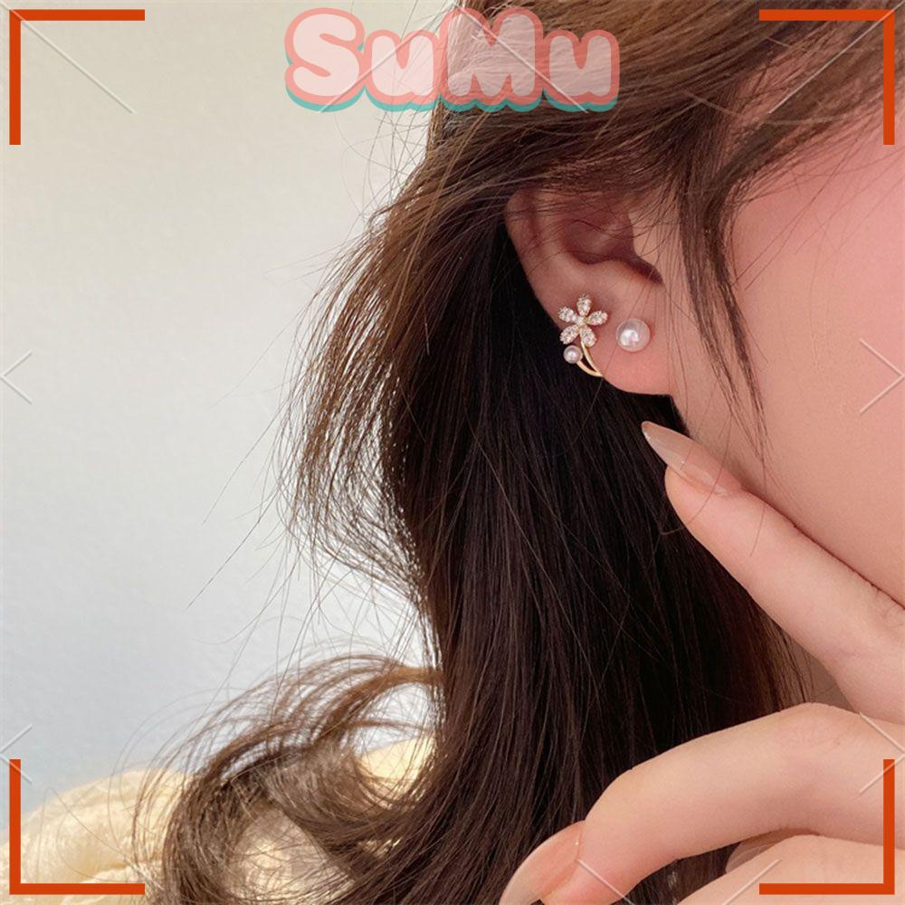 SUMU Bông Tai Hình Hoa Đính Ngọc Trai Nhân Tạo Thanh Lịch Thời Trang Cho Nữ