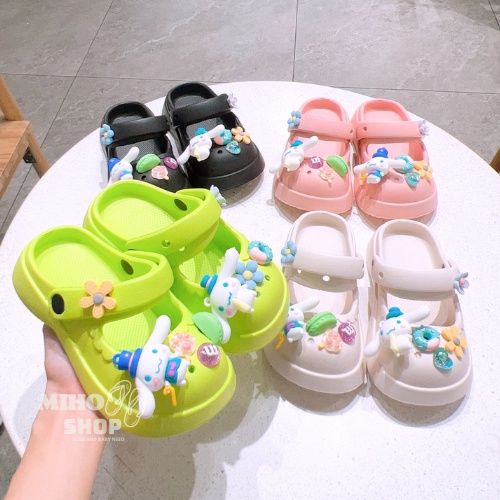 Dép Sục Cho Bé Gắn Charm Cinnamoroll Siêu Đẹp Mềm Êm Chân Dép Quảng Châu Loại 1 Dép Mary Jane