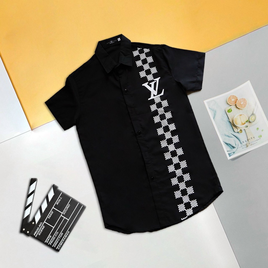 Áo sơ mi nam tay ngắn vải đũi CAO CẤP phối màu sang trọng dập chữ nổi giá rẻ chuẩn shop | BigBuy360 - bigbuy360.vn