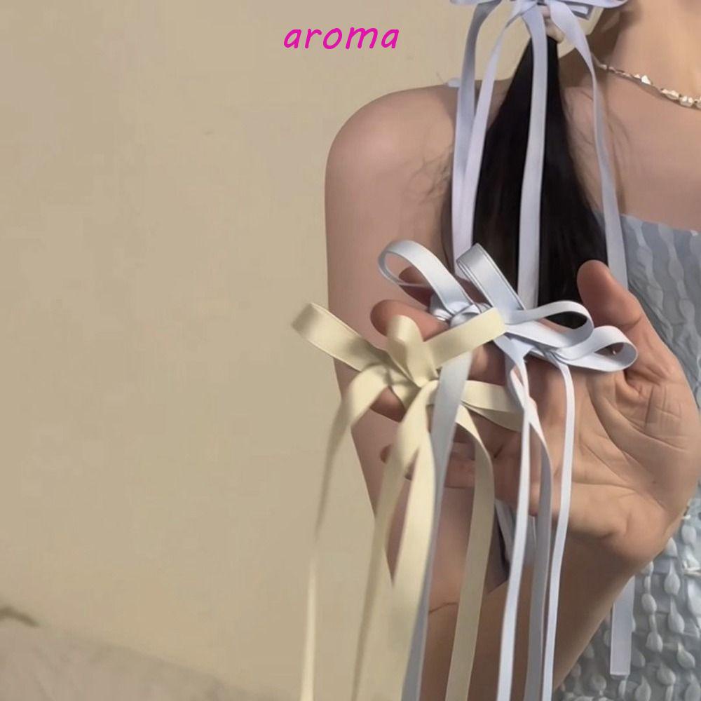 AROMA Kẹp Tóc Nơ Ruy Băng Dài Bằng Vải Bện Dễ Thương Ngọt Ngào Cho Nữ