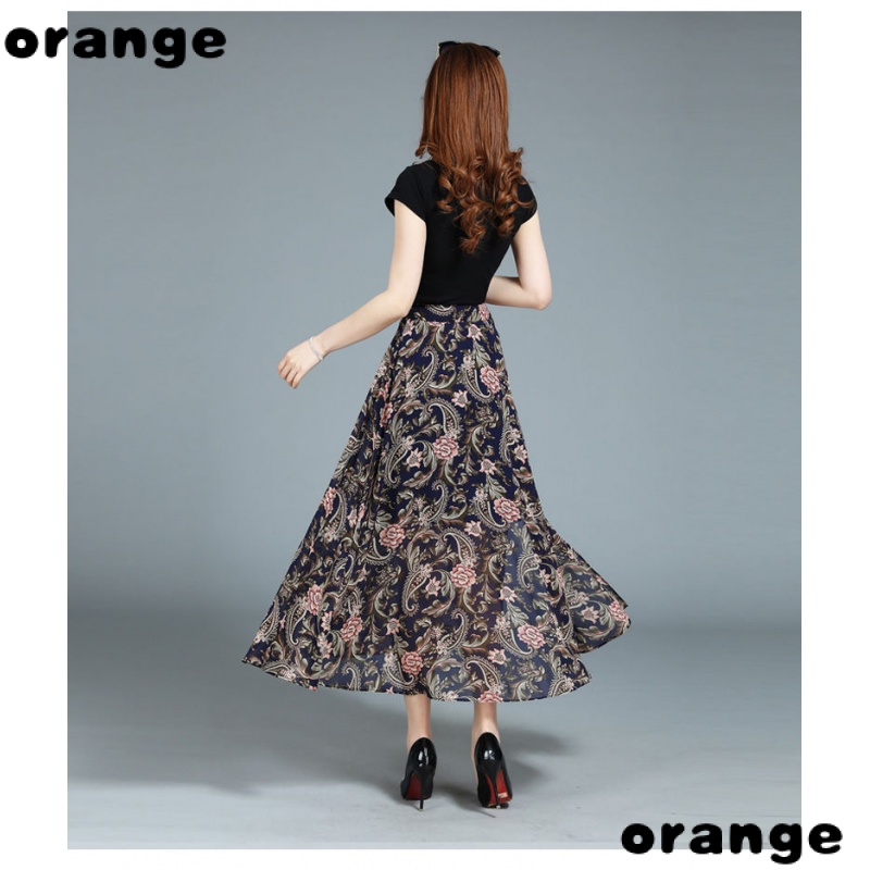 Chân Váy Chiffon Dài Dáng Chữ a Lưng Cao In Họa Tiết Hoa Thời Trang Mùa Hè 2022 Cho Nữ Trung Niên