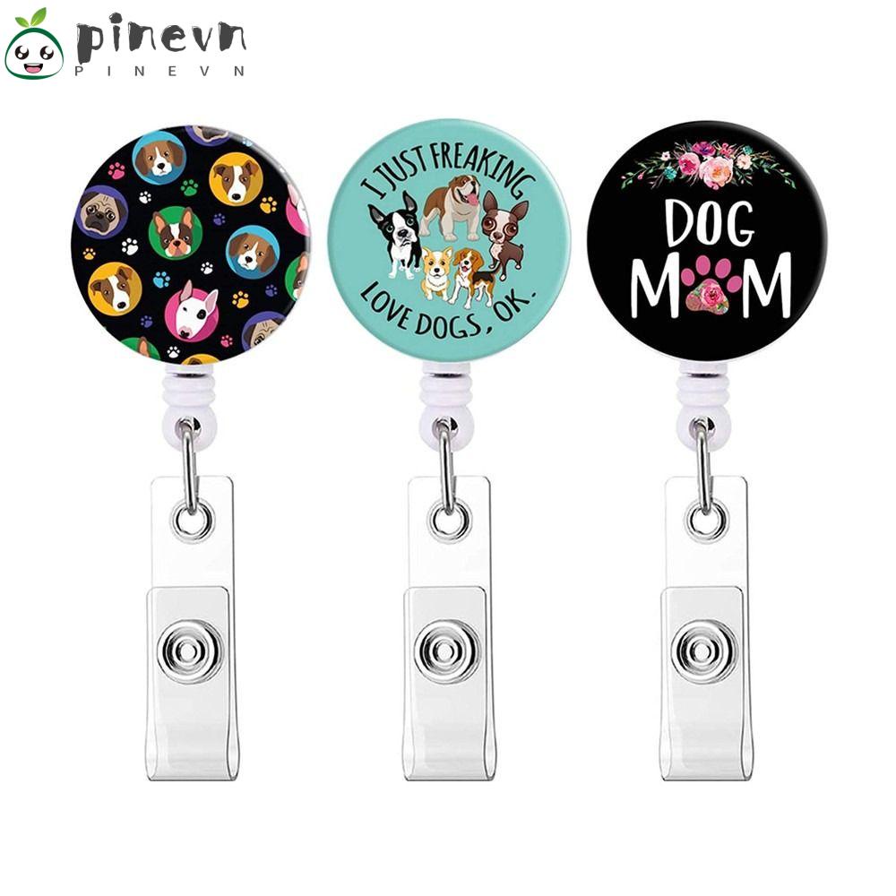 PINEVN Set 3 Móc Khóa Hình Dấu Chân Chó Bằng ABS Có Thể Thu Gọn Cho Văn Phòng