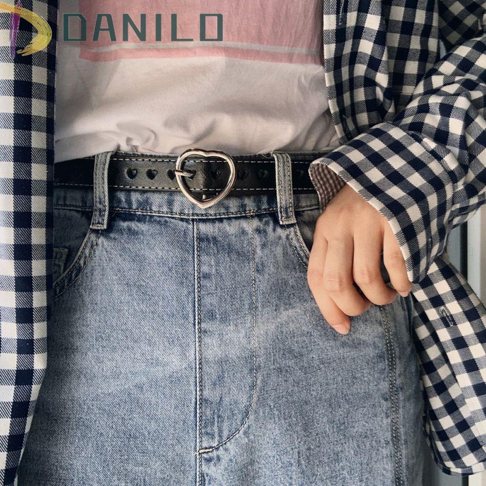 DANILO Thắt Lưng Da Khóa Kim Loại Hình Trái Tim Đơn Giản Thời Trang Unisex