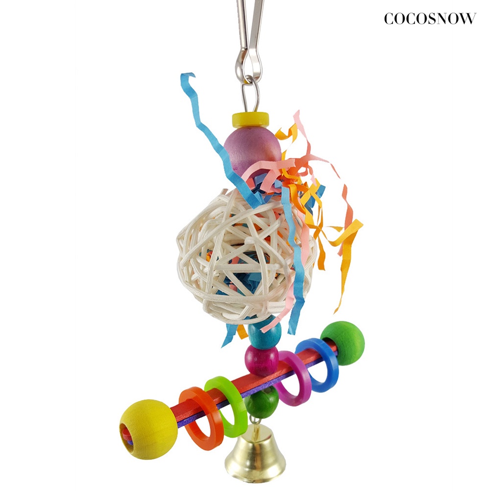 Đồ Chơi Xích Đu Bằng Gỗ Và Bóng Gặm Cho Chim Vẹt Đứng