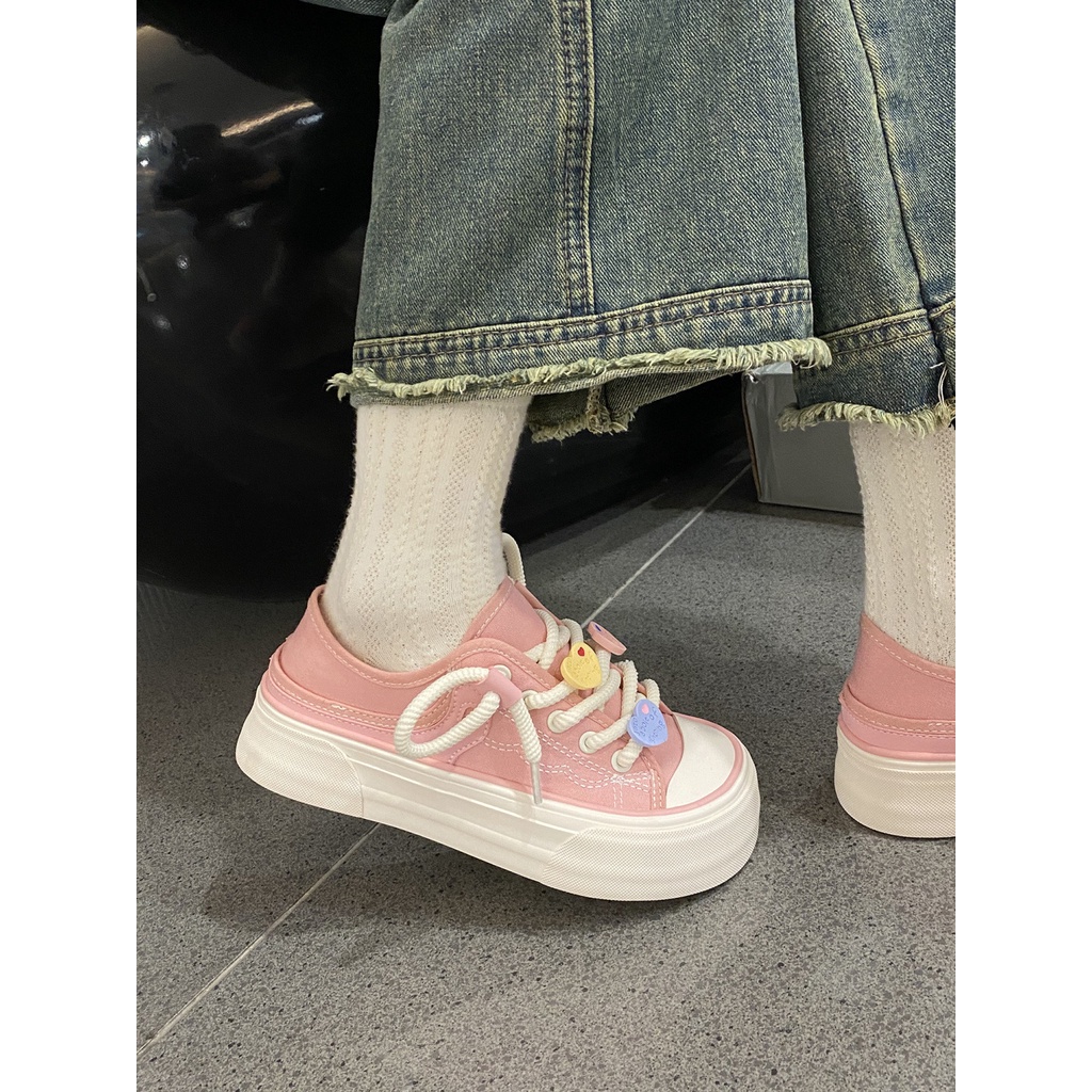 Giày Thể Thao Vải Bạt Thời Trang Hàn Cho Nữ  giày nữ giày thể thao  nữ giày sneaker Giày màu hồng