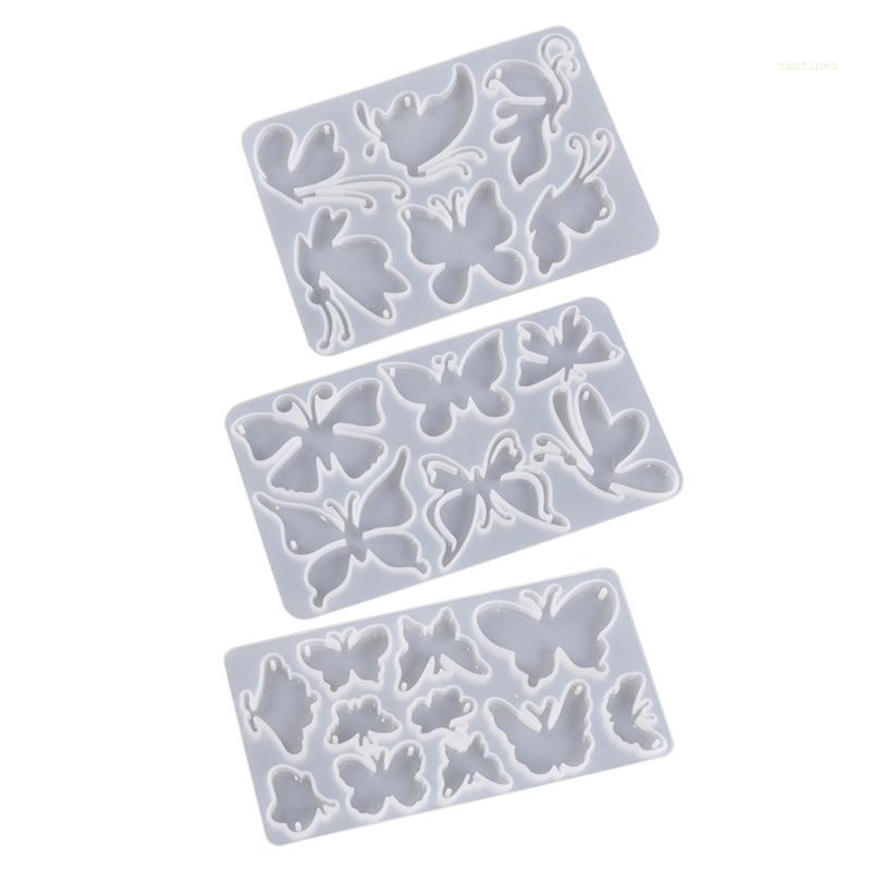 Khuôn Silicon Làm Móc Khóa Hình Bươm Bướm Có Lỗ