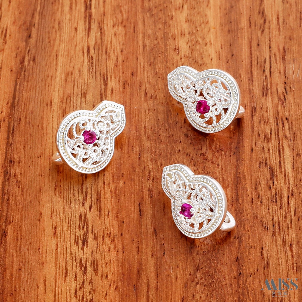 Đầu Khóa Dây Chuyền / Vòng Tay Mạ Bạc Dày Dặn Đính Kim Cương Đỏ Sang Trọng diy