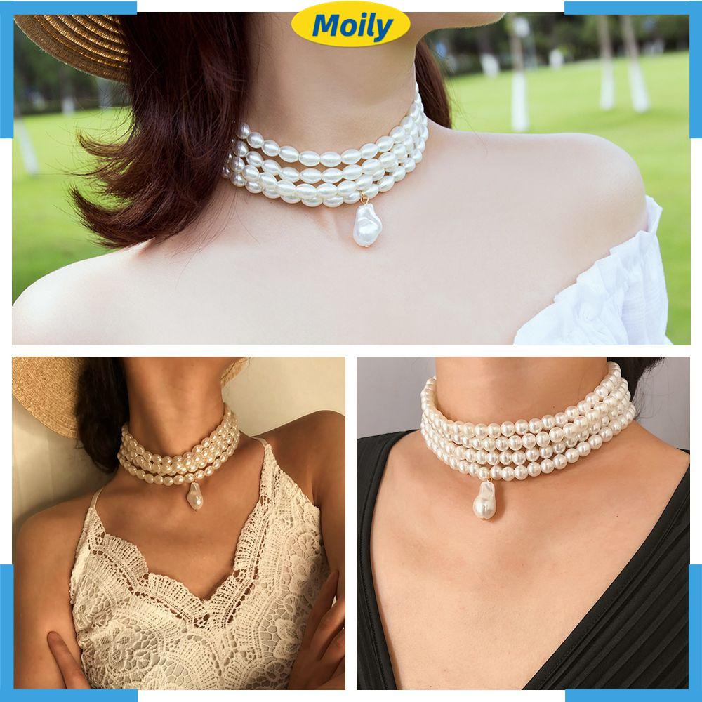 MOILYVN Vòng Cổ Đính Ngọc Trai Nhân Tạo Thời Trang Dành Cho Nữ