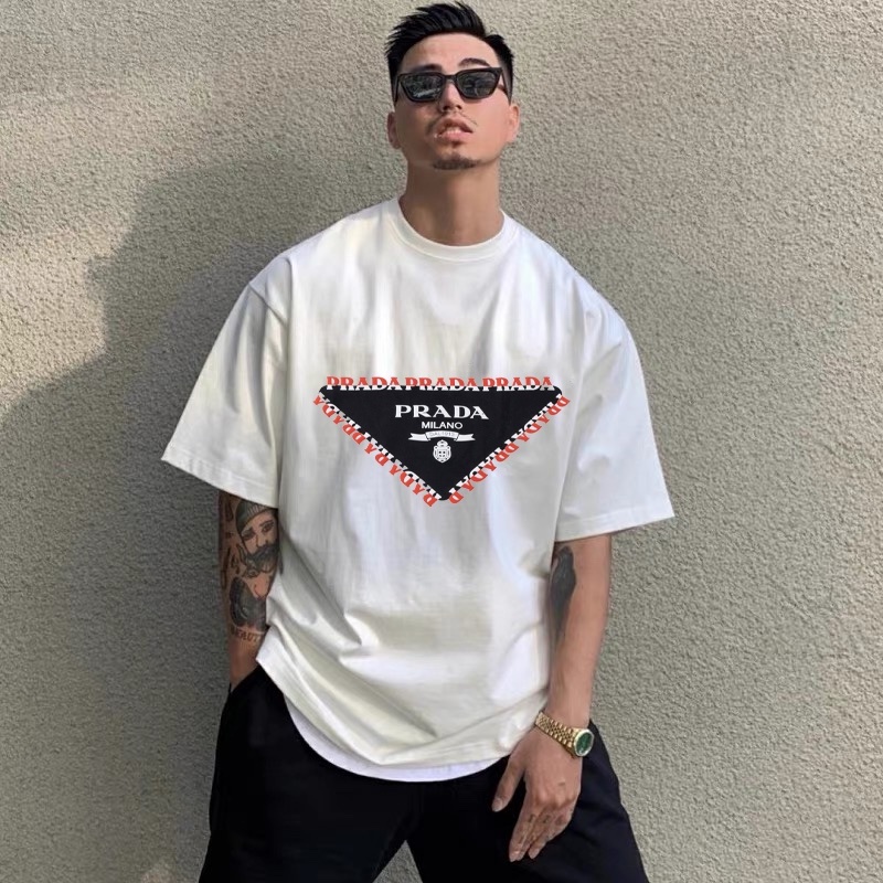 Áo Thun In Họa Tiết Thời Trang Đường Phố Chất Lượng Cao P8R8A88 △ Áo Thun Tay Ngắn In Hình Tam Giác Phong Cách Unisex Cá Tính