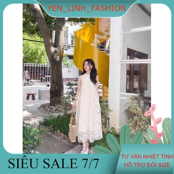 Váy yếm ren hoa dáng dài siêu xinh đầm cổ yếm thiết kế