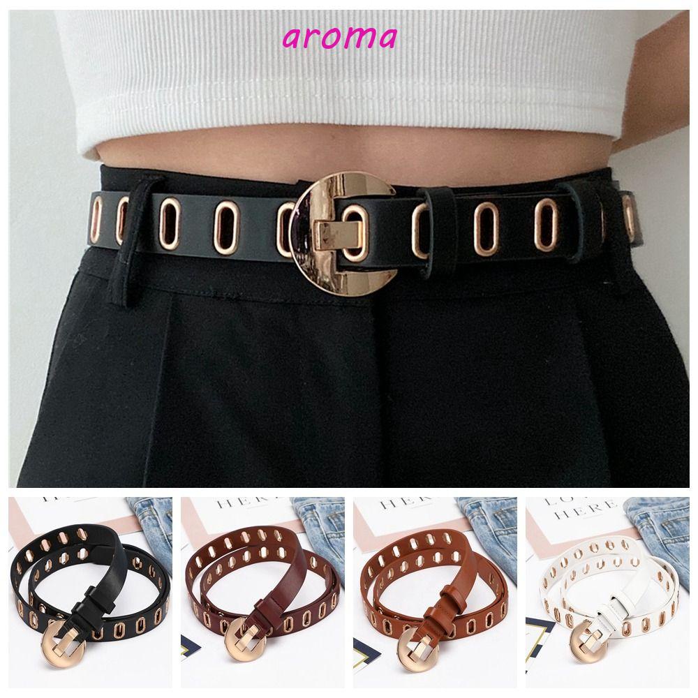 AROMA Thắt Lưng Da Bản Nhỏ Khóa Hợp Kim Thời Trang Cho Nam