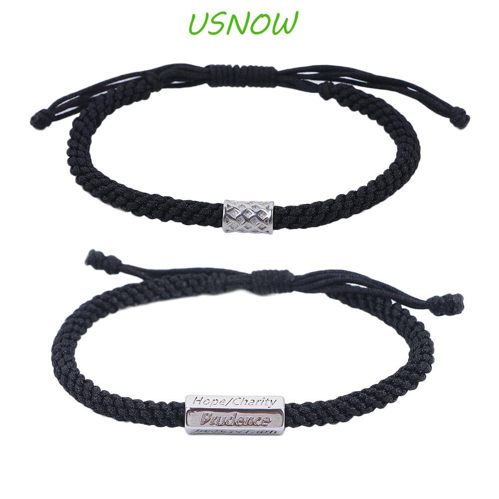 USNOW Vòng Tay Dây Bện Mặt Đồng Đơn Giản Phong Cách Hip Hop Hàn Quốc Cá Tính Dành Cho Nữ