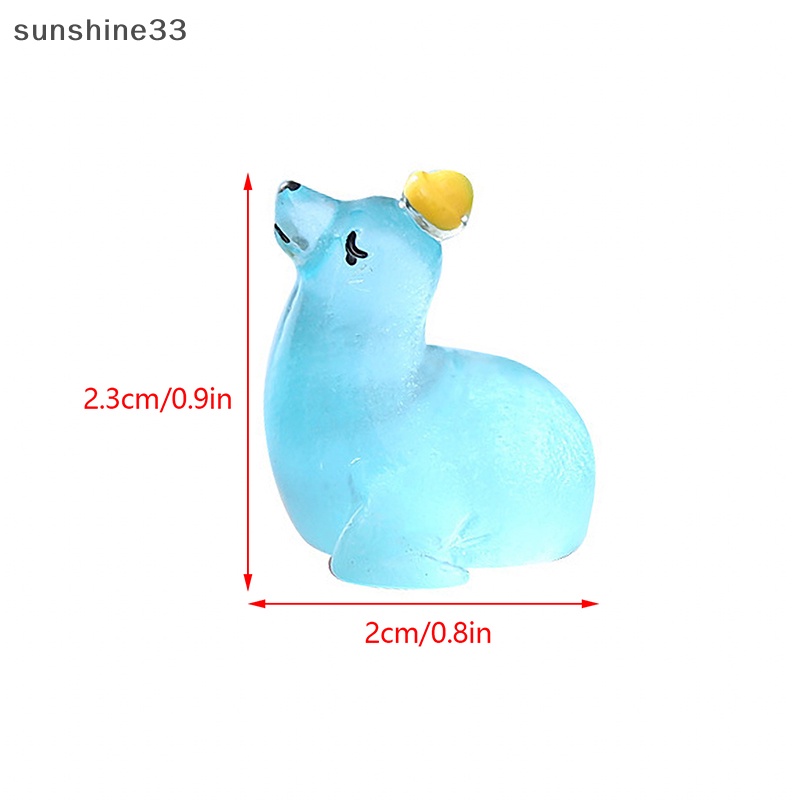 Bộ 2 Tượng Trang Trí Mini Hình Chú Chó Biển Hoạt Hình Màu Dạ Quang