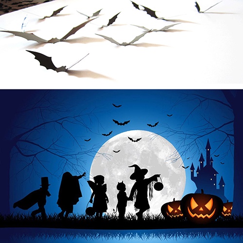 Set 12 Sticker Dán Tường Hình Dơi 3D Trang Trí Halloween