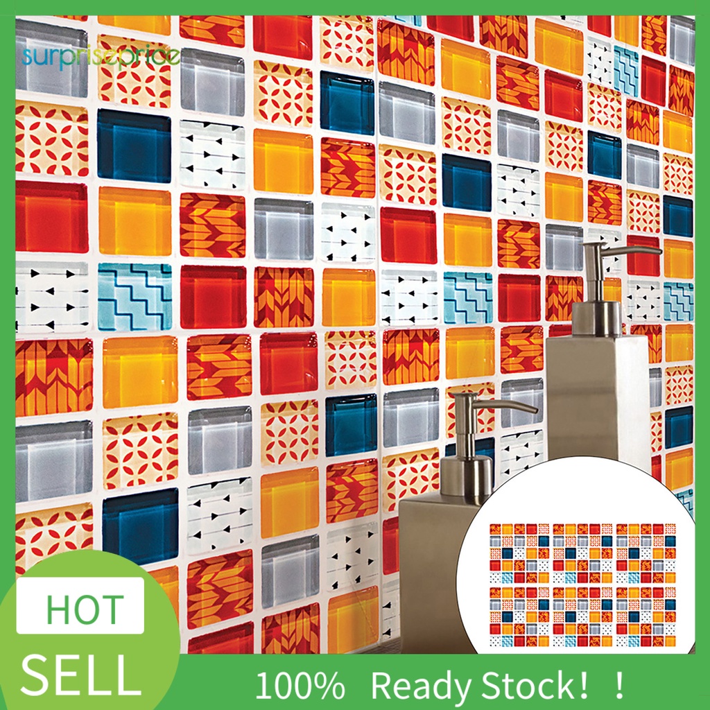 Set 6 Miếng Dán Tường PVC Chống Trượt Họa Tiết Mosaic Hiện Đại Cho Phòng Tắm