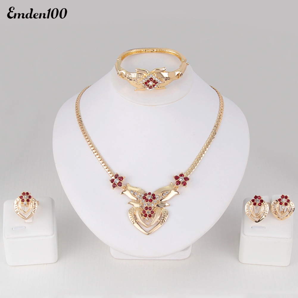 Bộ Trang Sức Họa Tiết Hoa Đính Đá Nhân Tạo Thời Trang Dành Cho Nữ