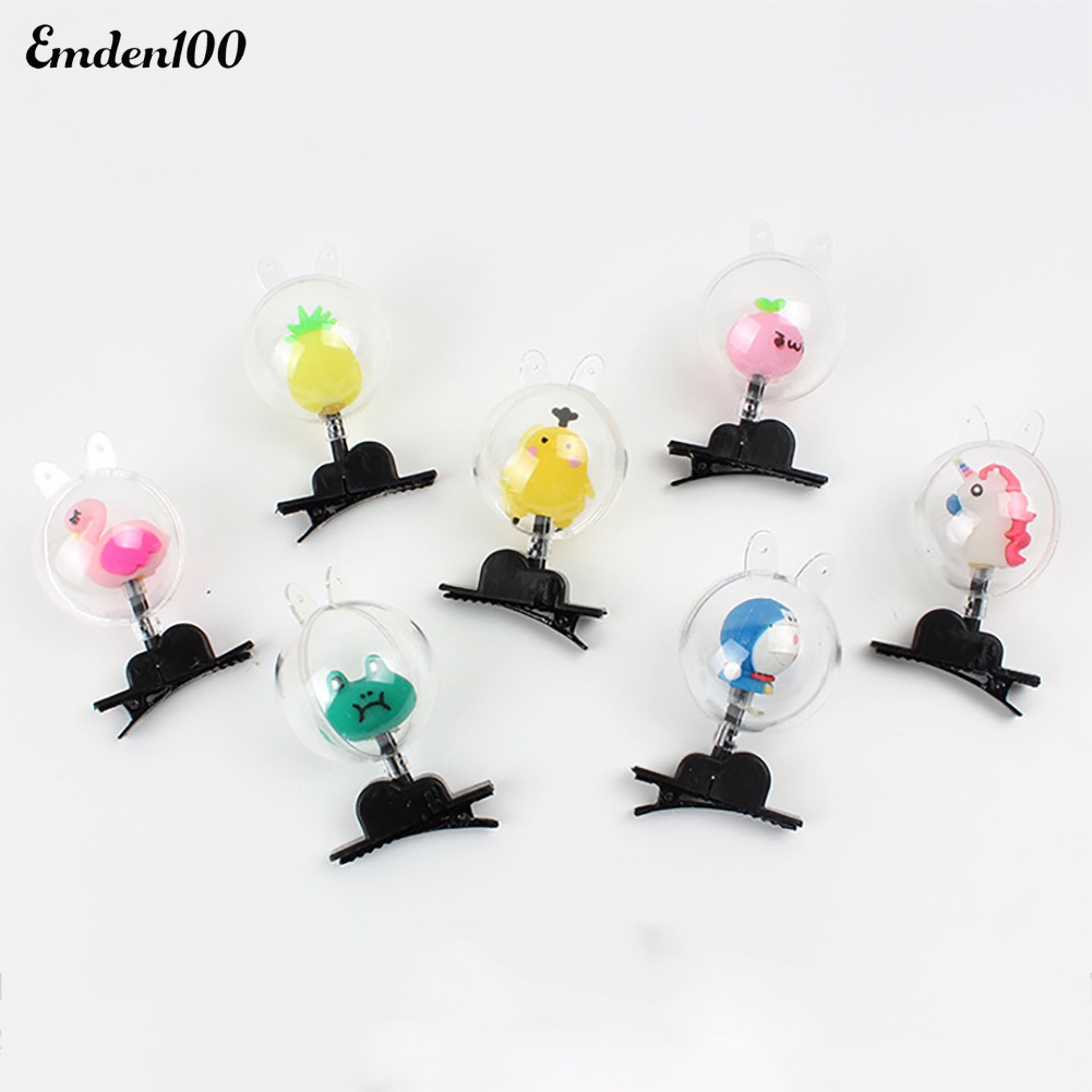 Kẹp Tóc Hình Búp Bê Hoạt Hình Có Đèn LED Trong Suốt