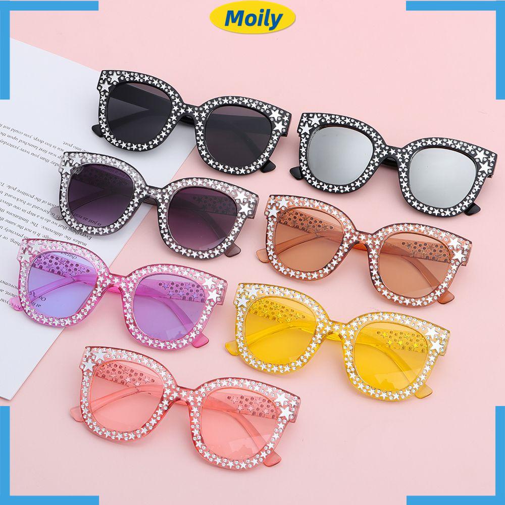 MOILYVN Kính Mát Oversize Đính Đá Lấp Lánh Dành Cho Nữ