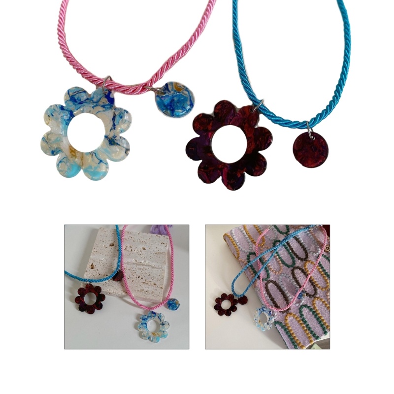 Vòng Cổ Choker Bằng Acrylic Mặt Hoa Đơn Giản Thời Trang