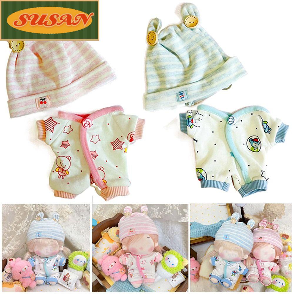 SUSANS Mũ Tai Gấu Thay Thế 20cm Màu Hồng / Xanh Dương Cho Búp Bê