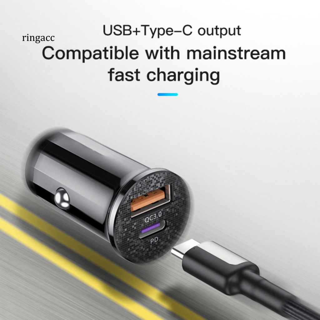 Tẩu Sạc Điện Thoại Nhanh 48W QC30 Mini USB Type-c PD Cho Xe Hơi