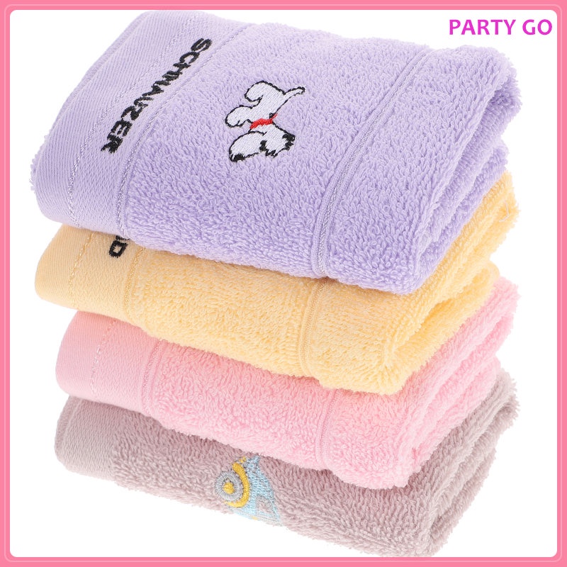 Bộ 4 Khăn Cotton Thấm Hút Tốt In Họa Tiết Hoạt Hình Xinh Xắn Cho Bé