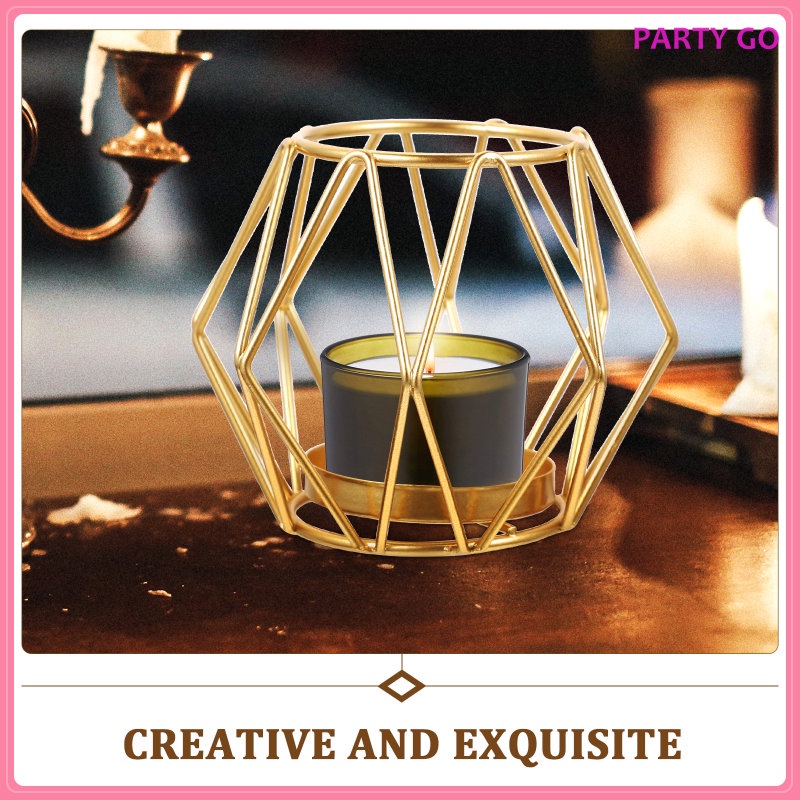 Giá Đỡ Đèn Cầy Bằng Sắt Kiểu Hình Học Độc Đáo Trang Trí Bàn Cà Phê