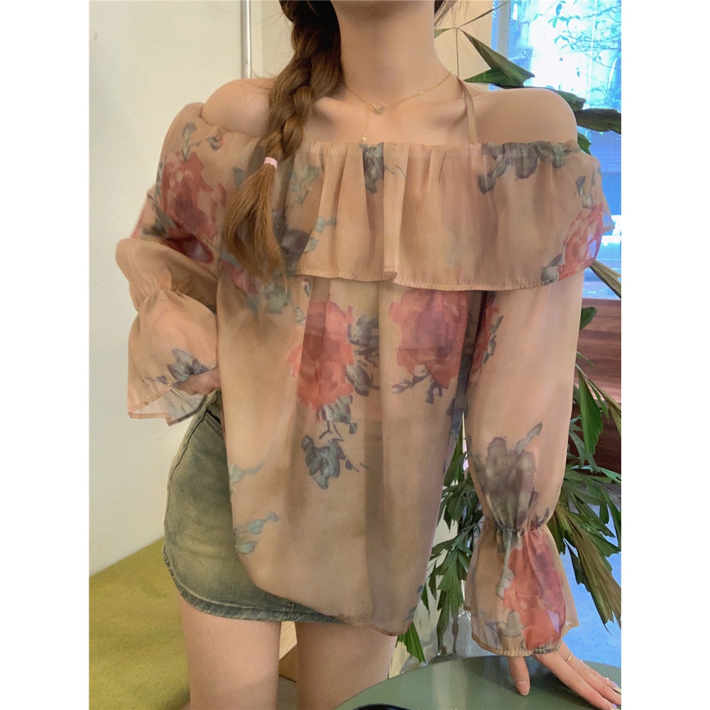 SUXI Áo Sơ Mi Tay Dài Dáng Rộng Phong Cách Vintage Hợp Thời Trang