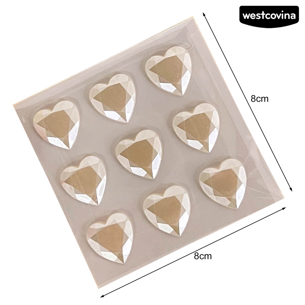 [WSTN]✎Miếng Dán Hình Trái Tim Pha Lê 3D Tự Dính Trang Trí Sổ Tay DIY