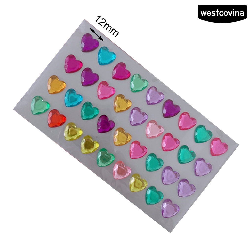[WSTN]✎1 Bộ Miếng Dán Trang Trí Điện Thoại Hình Trái Tim 3D Lấp Lánh Dễ Sử Dụng DIY