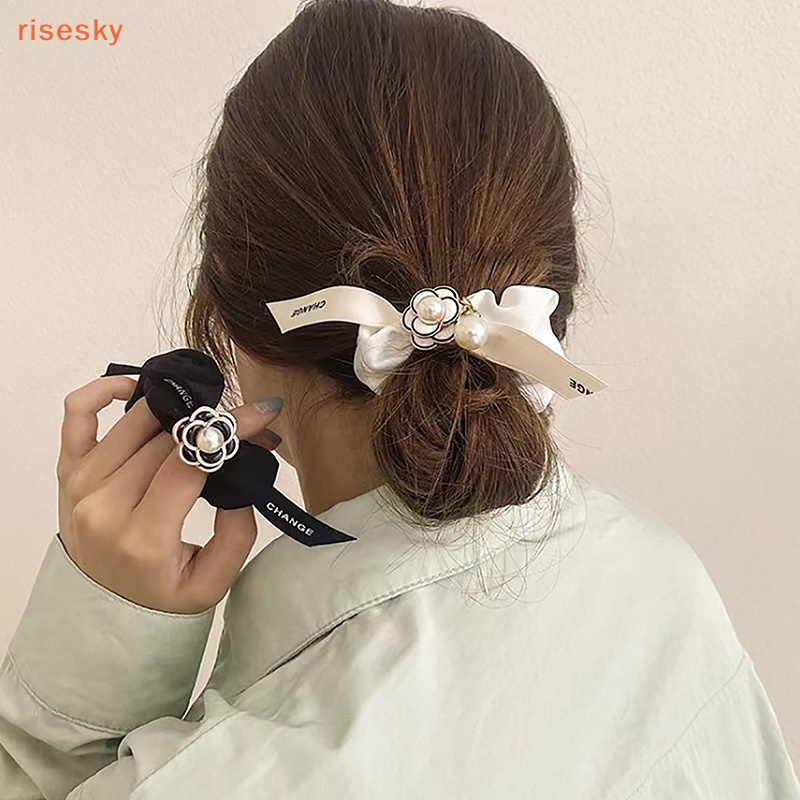 Dây Buộc Tóc Cao Su Đính Ruy Băng Hoa Trà Lớn Thời Trang Mùa Hè Cho Nữ