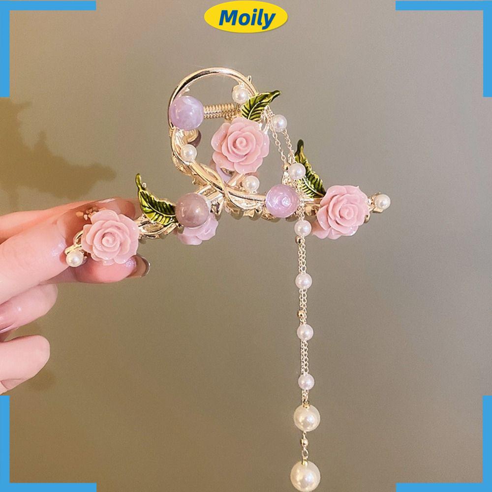 MOILYVN Kẹp Tóc Tua Rua Hình Cá Mập Bằng Kim Loại Mới Thanh Lịch Cho Nữ