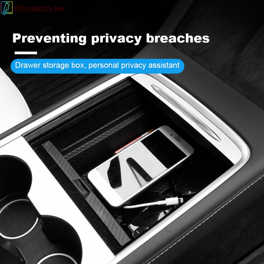 Hộp Đựng Khăn Giấy Chìa Khóa Gắn Tay Vịn Xe Hơi Tesla Model 3 Y