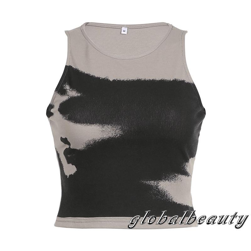 Áo Croptop Không Tay In Họa Tiết Chân Dung Trừu Tượng Thời Trang Mùa Hè Cho Nữ