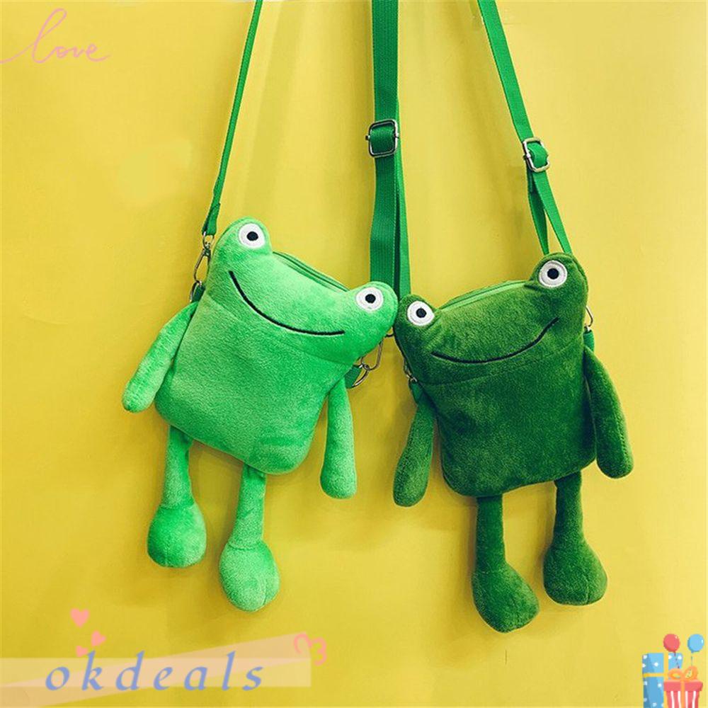 OKDEALS Túi Đeo Vai Hình Chú Ếch Nhồi Bông Dễ Thương Dùng Làm Đạo Cụ Hóa Trang